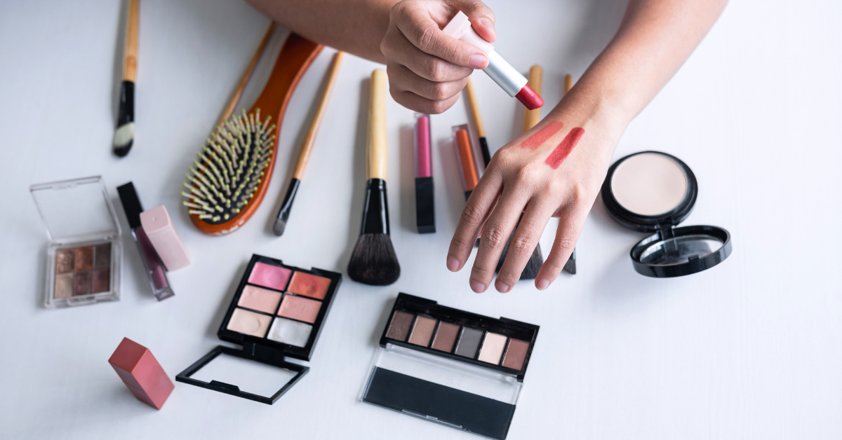 woman testing make-up on her skin