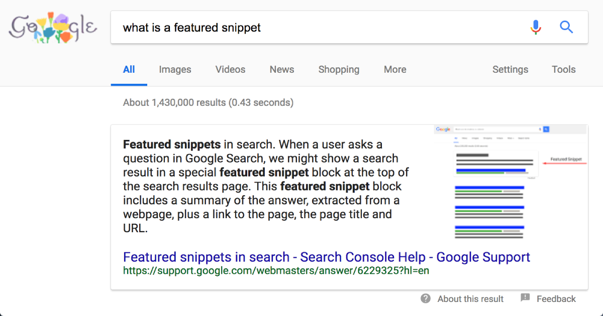 Illustration of a featured snippet