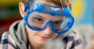 Kid with lab goggles