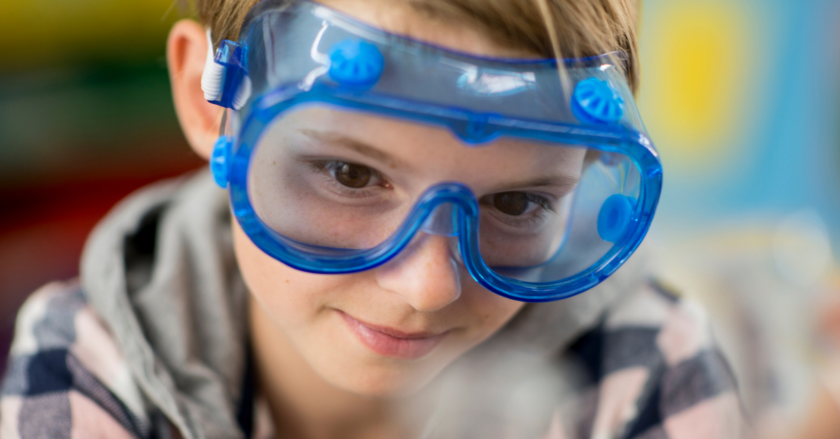 Kid with lab goggles 